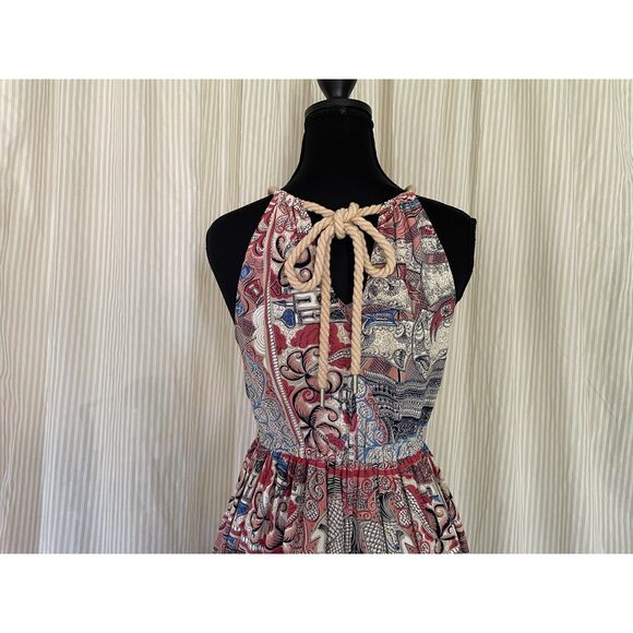 Anthropologie Floreat Womens Castle Lake Silk Dress Halter Rope Tie size XSmall - Picture 6 of 8
